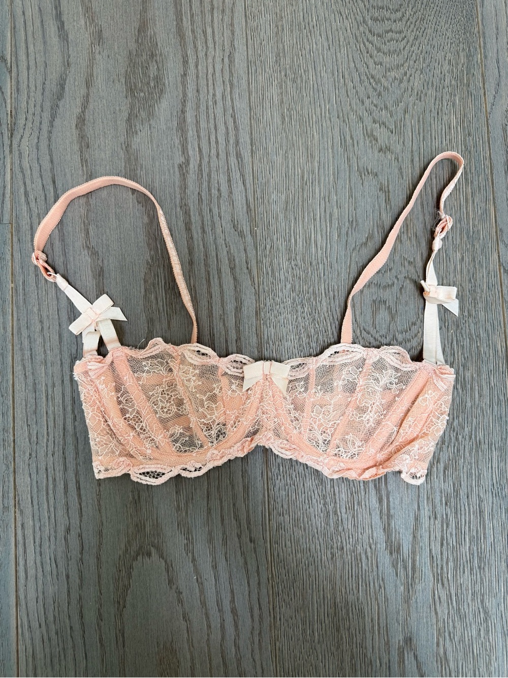 Agent Provocateur Sheer Lace Balcony Bra in Blush Pink